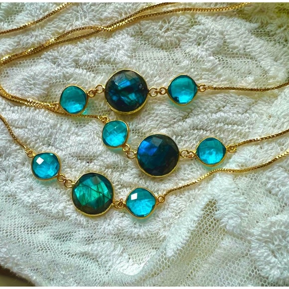 Tinsley Labradorite Aqua Chalcedony Adjustable Necklace - Picture 5 of 9